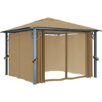 Syfax Pavillon mit Vorhang 300x300 cm Taupe Aluminium