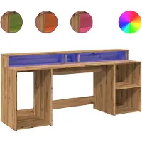 vidaXL LED-Schreibtisch Artisan-Eiche 200x55x91 Holzwerkstoff