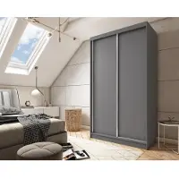 Beautysofa | Kleiderschrank MARIO 120 cm Graphite – Moderner Schrank ohne Spiegel, mit Schiebetüren, Minimalistisches Design
