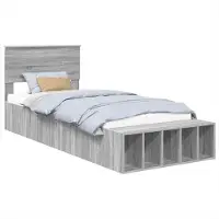 Syfax Bettrahmen mit Regal Graues Sonoma 75 x 190 cm Holzwerkstoff