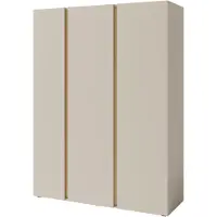 Beautysofa Drehtürenschrank LICO 145x195x50 cm Sandbeige, Kleiderschrank mit 3 Türen, 8 Regalböden und 2 Kleiderstangen, Moderner Stil