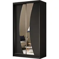 Beautysofa Schwebetürenschrank VOX II 120 cm – Kleiderschrank mit Schubladen, Spiegel & Schiebetüren (Schwarz)