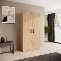 Beautysofa | Drehtürenschrank TREND 90 cm Artisan, Moderner Kleiderschrank mit Kleiderstange & Regalen - Soft-Close-System