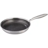 TS Electronic Kratzfeste Edelstahlpfanne, Keramikbeschichtung, Wabenstruktur, 24 cm