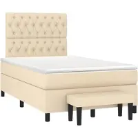 Syfax Boxspringbett mit Matratze Creme 120x190 cm Stoff