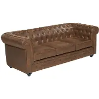 Vente-unique Couchgarnitur 3+1+1 - Microfaser - Vintage-Look - CHESTERFIELD