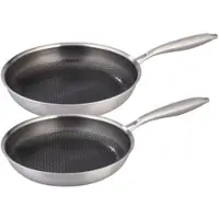 TS Electronic 2er-Set Kratzfeste Edelstahlpfannen, Wabenstruktur, 24 und 28 cm