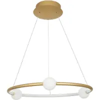 Lyora Pendelleuchte Celia Gold mit weißer Runde horizontal