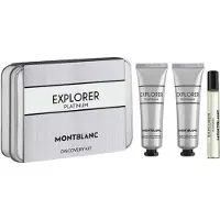 Mont Blanc Set : Explorer Platinum Eau De Parfum For Men 7.5 ml + Explorer Platinum Hydrating Cream For Face 30 ml + Explorer Platinum Hydrating Shower Gel All Skin Types 30 ml