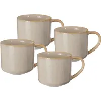 Excellent houseware Elegantes 4er-Set Steinzeug Becher 332ml - Hochwertiges Keramik Geschirr in Sandfarbe
