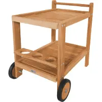 Axi Miri Servierwagen aus Teak Holz mit 2 Ablageflächen & Flaschenhalter | Küchenwagen mit Rollen für Garten, Balkon, Terrasse | Rollwagen für Outdoor / Küche aus Teakholz | 70 x 48 x 70 cm