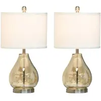 MODFU Tischlampen 2er Set Ø30x56 cm E27 Fassung mit Leinenschirm und Glasfuß, modernes Design, Leinen+Bernstein