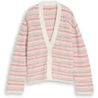 Tom Tailor Cardigan , Herren, Gr. 3XL, pink beige stripe, Strick, Obermaterial: 100% Baumwolle, gestreift, regular fit normal, V-Ausschnitt, Rollkante, Strickjacken Cardigan, mit Streifen Muster