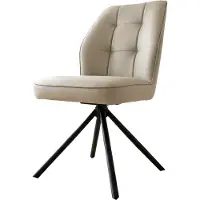 Massivart Polsterstuhl Echtleder cappuccino - drehbar - BRAGA