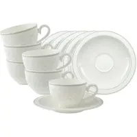 Villeroy & Boch Tasse "Kaffeetassen mit Untertassen Gray Pearl 120 ml 6er Set weiß", weiß, B:16cm H:8,2cm Ø:16cm, Porzellan, Trinkgefäße, Tasse, Spülmaschinenfest, Mikrowellensicher