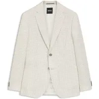 BOSS Slim-Fit Blazer aus karierter Leinen-Baumwoll-Seide Grösse 54