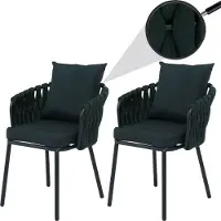 Mendler 2er-Set Aluminium-Gartenstuhl MCW-P89, Gartensessel Outdoor Stuhl, Stoff/Textil (180 g/m²) Seilgeflecht Rope grün