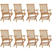 vidaXL Möbel Gartenstühle mit Beigen Kissen 8 Stk. Massivholz Teak - Esstischstuhl 3072907