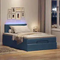 vidaXL 2025 cloris Bettrahmen inkl. Lattenrost - Ottomane Bett mit Matratze & LEDs Blau 120x190 cm Stoff - Klassische Betten Sale7038776 6parcel