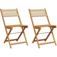 vidaXL Bistrostühle 2 Stk. Beige Massivholz Akazie und Kordel