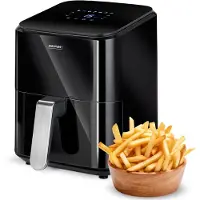 MPM MFR-11 Heißluftfritteuse 4,5 L Air Fryer Schwarz – Fritteuse ohne Öl, Heißluftfritteuse mit großem Korb, fettarmes Frittieren