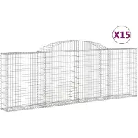 vidaXL Gabionen mit Hochbogen 15 Stk 300x30x100/120cm Verzinktes Eisen