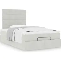 Syfax Ottoman-Bett mit Matratzen Hellgrau 120x190 cm Samt