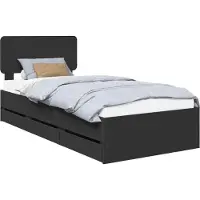 Syfax Bettrahmen mit Schubladen Schwarz 75 x 190 cm Holzwerkstoff