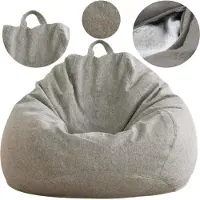 AD.CON Sitzsack mit EPS-Perlen Füllung Puff Relax-Sessel Sitzkissen Bodenkissen Bean Bag 90x110x50cm 250L Hellgrau