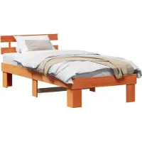 Syfax Bettrahmen Wachsbraun 75 x 190 cm Massives Kiefernholz