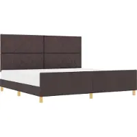 Syfax Bettgestell mit Kopfteil Dunkelbraun 200 x 200 cm Stoff