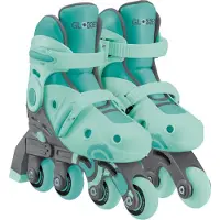 Globber LEARNING SKATES 2in1 – Inline- und Quad-Skates Kinder, verstellbar Gr.26-29, ABEC 9, Rollengröße 48x24 mm, mint