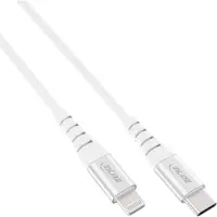InLine USB-C Lightning Kabel, für iPad, iPhone, iPod, silber/Alu, 1m MFi-zertif, 1 m, Lightning, USB C, Männlich, Männlich, Silber