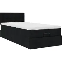 Syfax Ottoman-Bett mit Matratze Schwarz 100x200 cm Stoff