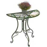 DanDiBo Tisch Halbrund Wandtisch 93995 Beistelltisch Metall 80 cm Gartentisch Halbtisch Halbrundtisch Wandkonsole Konsole Wand