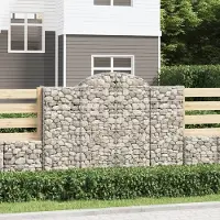 Prolenta Maison Exclusive - Gabionen mit Hochbogen 14Stk. 200x30x140/160cm Verzinktes Eisen