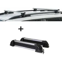 VDP Relingträger CRV120A + Skiträger / Snowboardträger / Skihalter Alu 4 Paar Ski kompatibel mit Subaru Impreza XV ab 10
