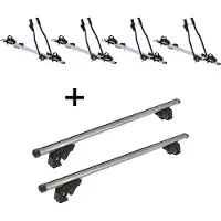 VDP 4x Fahrradträger SAGITTAR + Dachträger/Relingträger LION1 kompatibel mit für Subaru Impreza (GF) Station Wagon (5 Türer) 92-00