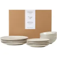 Broste Copenhagen Geschirrset Nordic Vanilla 12-teilig / 4 Personen - 4 Speiseteller, 4 Frühstückteller und 4 Schalen