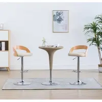 vidaXL Barhocker 2 Stk. Cremeweiß Kunstleder und Bugholz - Barstuhl - Barstühle - Stuhl - Stühle