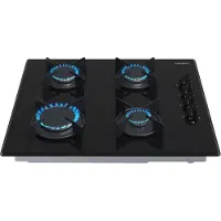 Arebos AR-HE-GH63, Schwarz, Arbeitsplatte, 63 cm, Gaskochfeld, Glaskeramik, 4 Zone(n)
