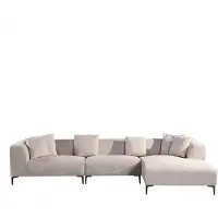 HOME DELUXE Ecksofa TORINO - Farbe: Beige, Ausführung: Rechts - 344 x 74 x 178 cm I Samtsofa, Sofa, Wohnlandschaft