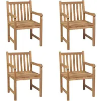 vidaXL Möbel Gartenstühle 4 Stk. mit Hellgrünen Kissen Massivholz Teak - Gartensessel 3073030