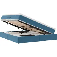 Syfax Aufbewahrungsbett mit Matratze Dunkelblau 160 x 200 cm Samt