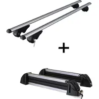 VDP Relingträger Rio 135 + Skiträger / Snowboardträger / Skihalter Alu 4 Paar Ski kompatibel mit für Mercedes E-Klasse Kombi S212 2009-2013