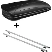 VDP Dachbox VDPMAA320 320Ltr abschließbar schwarz matt + Dachträger RAPID kompatibel mit für Peugeot 406 Kombi (5Türer) 97-05