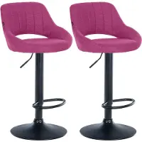 CLP 2er Set Barhocker Milet Stoff, Farbe:lila, Material Gestell:Metall in Chromoptik