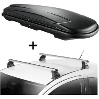 VDP Dachbox VDPJUXT600 600 Liter abschließbar + Dachträger EVO ALU kompatibel mit für Peugeot 308 3-5 Türer 2007-2013