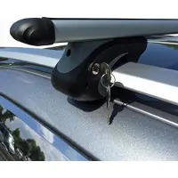 VDP Skibox schwarz JUXT600 lit + Relingträger Alu kompatibel mit für Renault Laguna Grand Tour KG 01-07