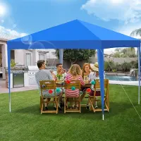 TolleTour Pavillon Faltpavillon 3x3m Blau Partyzelt UV-Schutz höhenverstellbarer mit Tragetasche, für Outdoor Garten Camping Ohne Seitenwänden